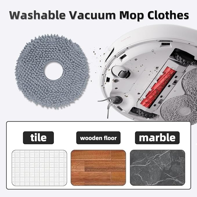 24Pcs QV 35A Accessories Kit Replacement Compatible with Roborock QV 35A/QV 35S/QR 598/QR 798 Robot Vacuum, 2 Main Brush, 4 Mop Cloth Pads, 6 Side Brushes, 4 HEPA Filters,6 Dust Bag, 1 Cleaning Tool
