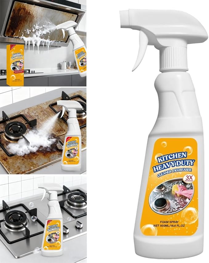 16.9 Fl Oz Heavy Duty Degreaser Cleaner Spray, Kitchen Foam Cleaner, Kitchen Heavy Oil Stain Cleaner, degreaser for stoves and ovens, Grime, And Stains On Microwave & Oven & Stove Top