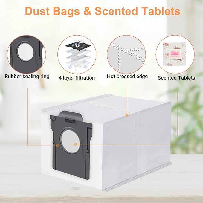 Replacement Kit for Mova Z60 Ultra Roller Complete Robot Vacuum, 2 Main Brushes, 1 Roller Mops, 4 Filters, 6 Side Brushes & Dust Bags & Scented Tablets, 1 Cleaning Brush & Screwdriver
