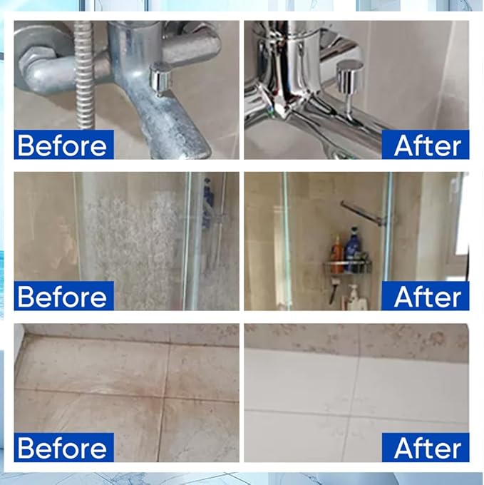 Bathroom Descaler Foam Cleaner 2025|Powerful Cleaner Spray for Shower,Bathtub,Glass,Faucet,Tile,Toilet|Strong Cleaning for Stubborn Stains&Limescale Removal with 2 Microfiber Cloths (2 PCS-4oz)