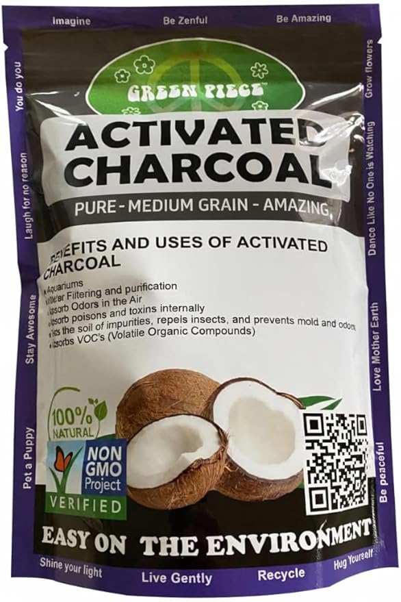 Green Piece® Activated Charcoal Medium Grain – Resealable 5 lb Bag - SUPER CLEAN - Rid Odor – Made from Coconut Shells – Kid/Pet Friendly, Great for Aquariums, Water Filters, & More