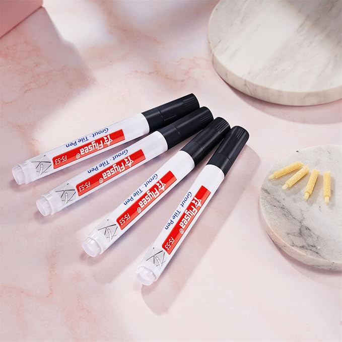 6 Pieces Tile Pen Wall Grout Restorer Pen Repair Marker Grout Filler Pen for Restoring Tile Wall Floor Bathrooms and Kitchen (Black)