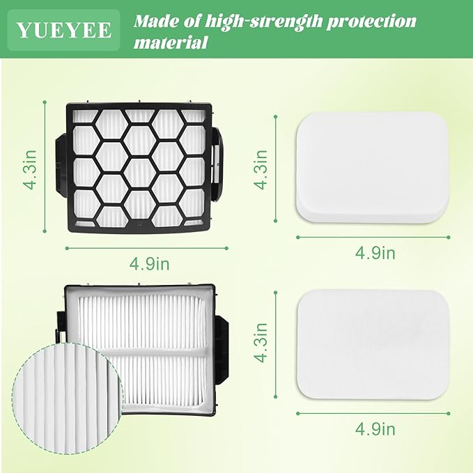 Filter Replacement for Shark UV850 UV900 UV950 LA492 Rotator Lift-Away ADV DuoClean PowerFins Upright Vacuum, Part XHF320 and XFFK602UKT, 4 Foam 2 HEPA