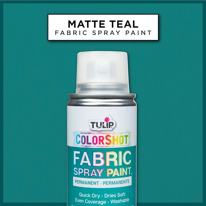 Tulip ColorShot Instant Fabric Spray Paint, Permanent Color Spray-On Fabric Paint, 3oz, Teal