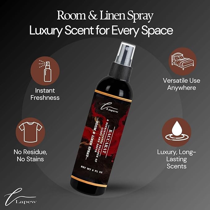 Lapew Room & Linen Spray | Fragrance Mist for Home, Car & Office | Fabric & Air Freshener | Neutralizing Mist | Made in USA | Baccarat