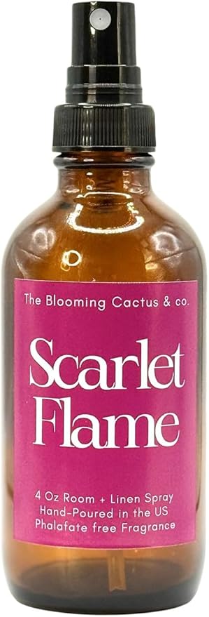 The Blooming Cactus & Co. Home | Linen | Room Spray - Air Freshener - Odor Eliminator - Car Air Freshener - Fabric Refresher - Mist Hand Poured - Made in USA – (Scarlet Flame)