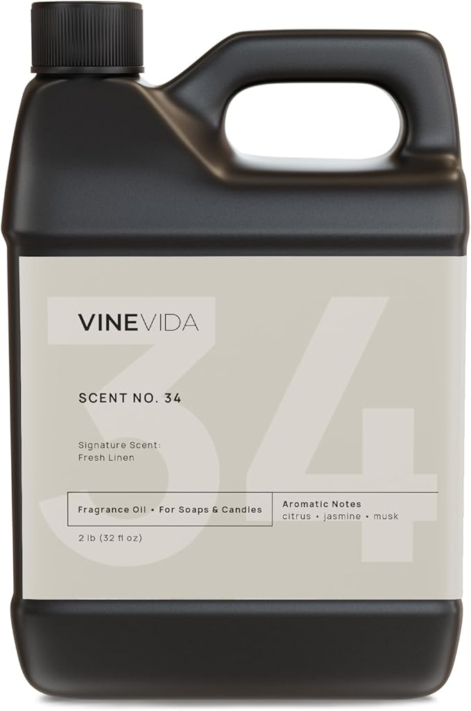 VineVida 32oz Fresh Linen Scent Oil - Fragrance for Candle & Soap Making - Made in USA