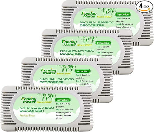 4Packs Fonday Refrigerator Deodorizer Odor Eliminator for Fridges Freezers Coolers Lunch Boxes Bamboo Charcoal More Effective Than Baking Soda