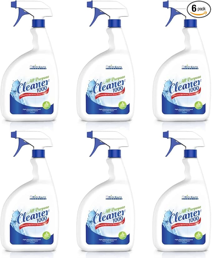 Bio-Safe Organics All Purpose Multi-Surface Cleaner - Natural Everyday Household 1000TM 24 oz. Eco Green - Non Toxic Powerful Organic - Naturally Moisturizing Cleaner - 6 Pack