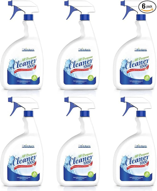 Bio-Safe Organics All Purpose Multi-Surface Cleaner - Natural Everyday Household 1000TM 24 oz. Eco Green - Non Toxic Powerful Organic - Naturally Moisturizing Cleaner - 6 Pack