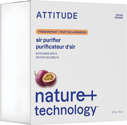 ATTITUDE Odor Eliminator with Activated Carbon, Plant-Based Air Purifier, Vegan, Passionfruit Scent, 8 Ounces