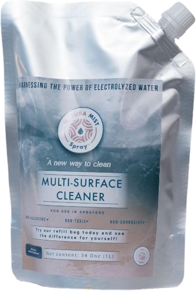 Multi-Surface Cleaner (Refill Bag 1 Liter) - Electrolyzed Water Cleaner - Home and Kitchen Cleaning - Non-Toxic and Effective Cleaner to Remove Dirt & Grime, 1 Liter