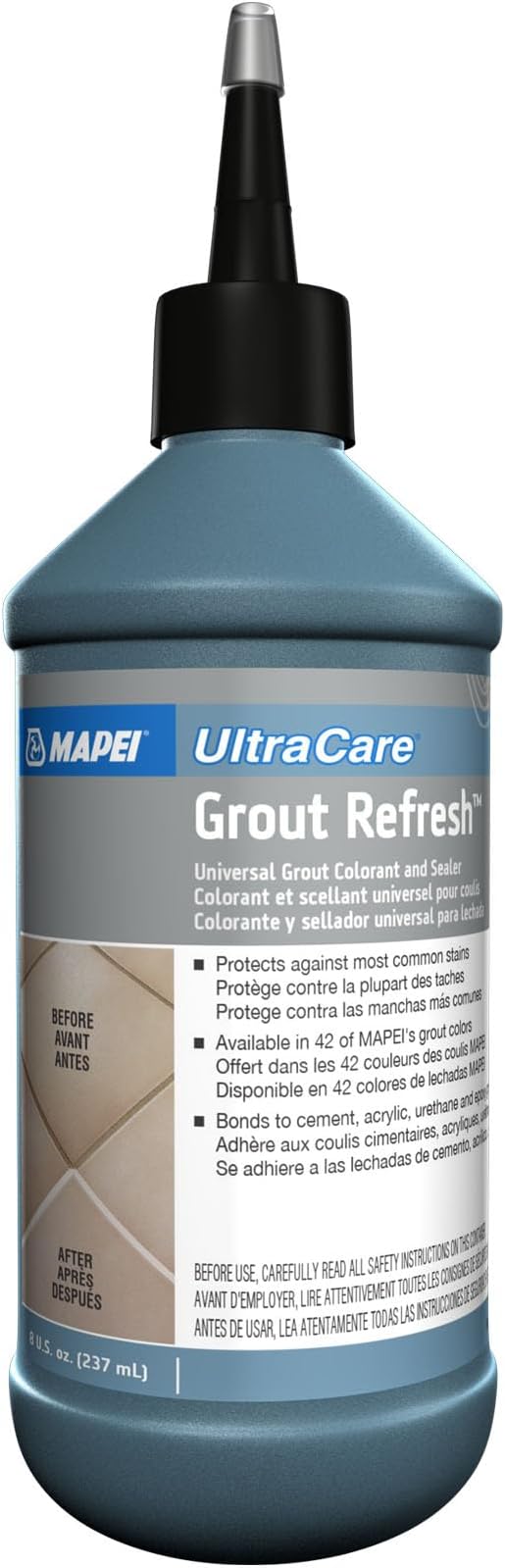 MAPEI UltraCare Grout Refresh, Universal Grout Colorant & Sealer, 8 oz Bottle – Easy Grout Restoration & Protection, 5019 Pearl Gray