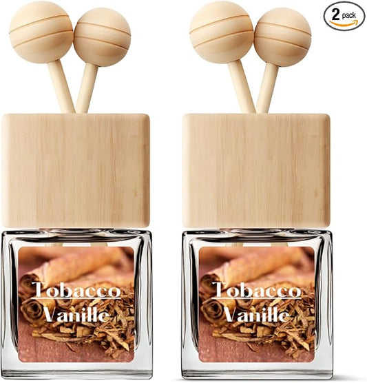 Car Air Freshener | Tobacco Vanille Scent Car Fresheners for Women & Men | Long Lasting Fragrance Car Scents | Air Diffuser with Car Vent Clip (2 Pack Car Scent), Clear