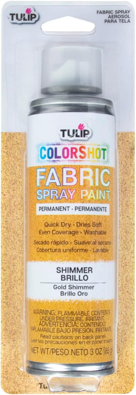 Tulip ColorShot Instant Fabric Spray Paint, Permanent Color Spray-On Fabric Paint, 3oz, Gold Shimmer
