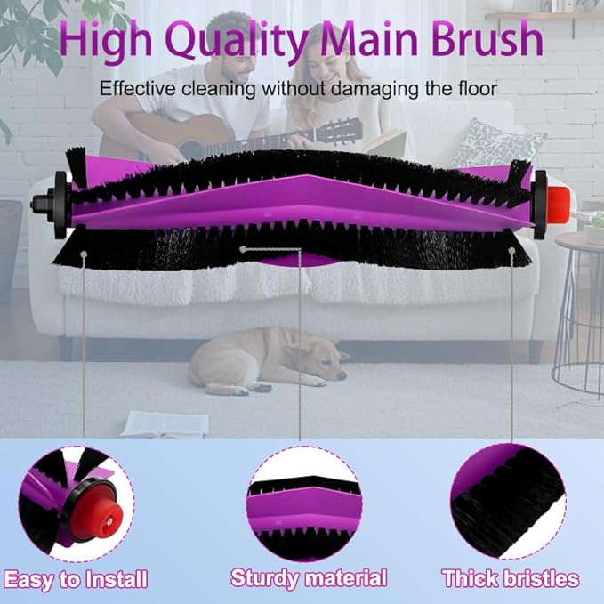 J15 Ultra Replacement Parts Accessories Compatible with Eureka J15 Ultra Robot Vacuum Cleaner, Including 1 Main Brush, 4 Hepa Filters, 4 Mop Pads, 4 Dust Bag, 4 Side Brushes