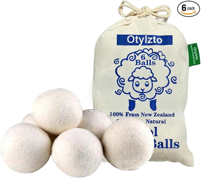 Wool Dryer Balls 6-Pack, Drying Balls for Laundry,Reusable As Natural Fabric Softener, Reduce Clothing Wrinkles, Drying Clothes Faster Eco-Friendly