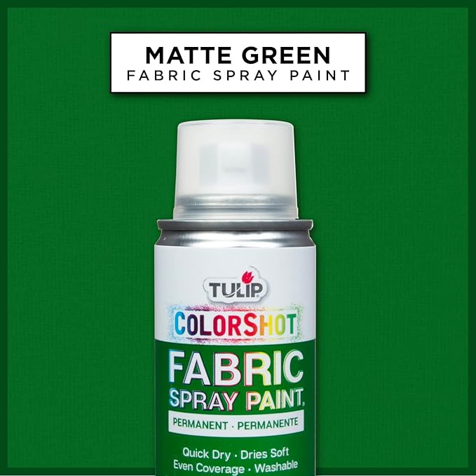 Tulip ColorShot Instant Fabric Spray Paint, Permanent Color Spray-On Fabric Paint, 3oz, Green
