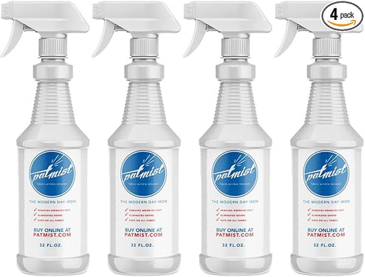 Wrinkle Remover Spray - Fabric Refresher with Fresh Laundry Scent - Odor Remover & Fast Drying Ironing Spray - Mist Nozzle Wrinkle Release Spray for Clothes – (4Pack - 32Oz)
