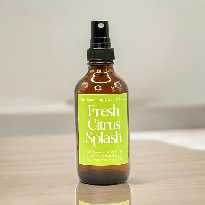 The Blooming Cactus & Co. Home | Linen | Room Spray - Air Freshener - Odor Eliminator - Car Air Freshener - Fabric Refresher - Mist Hand Poured - Made in USA – (Fresh Citrus Splash)