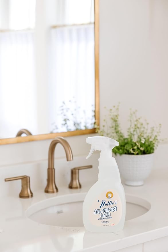 Nellie's All-Purpose Cleaner - Lemongrass Scent - Multi-Surface Cleaning for Kitchens, Bathrooms, and More - Plant-Based Formula - Leaping Bunny Certified - Free from Harsh Chemicals (Made in Canada)