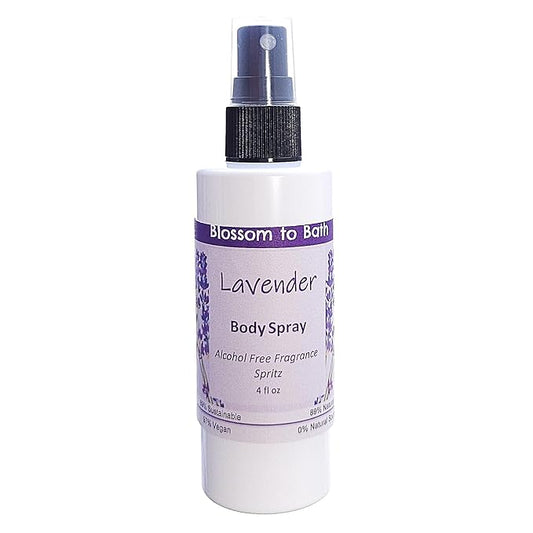 Blossom to Bath Lavender Body Spray (4 Ounce) - Pure Essential Oil Fragrance - Energizes Skin with a Relaxing Comforting Scent