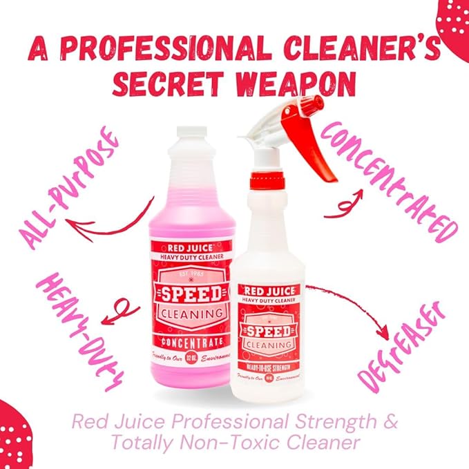 Speed Cleaning Red Juice All-Purpose, Heavy Duty Cleaner & Degreaser, Non-Toxic, Concentrated Formula. Comes with 16 oz. Mixing Bottle.