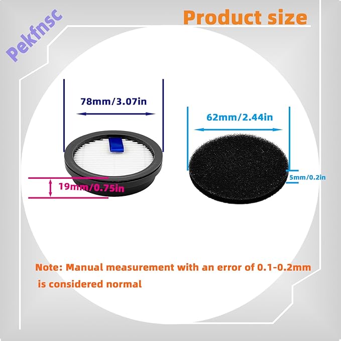 HEPA Filter Fit for Afoddon A200Pro A200 Fit for ORFELD B08 C10A C10G Fit for NEOUARE S12 S25 S26 Series Cordless Vacuum Cleaner with Sponge Filters Replacement Parts