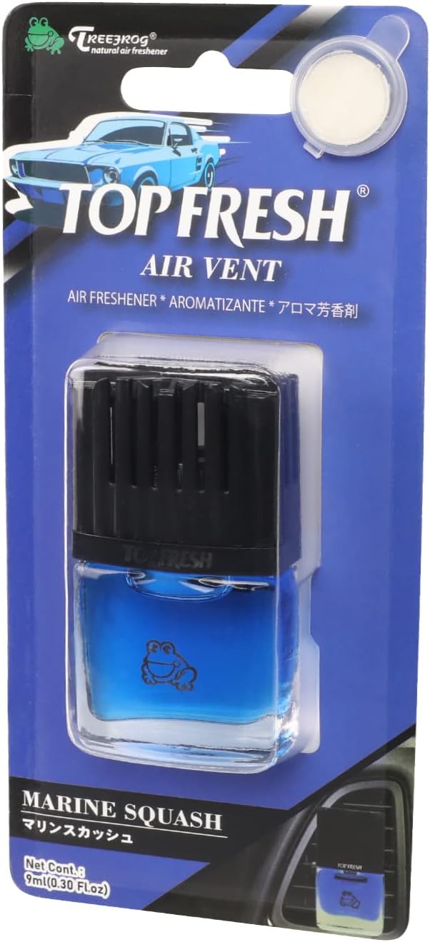 Auto Dynasty TreeFrog Room Car Clean Top Fresh Natural Air Freshener Vent Clip, Marine Squash Scent, 0.3 Fl Oz