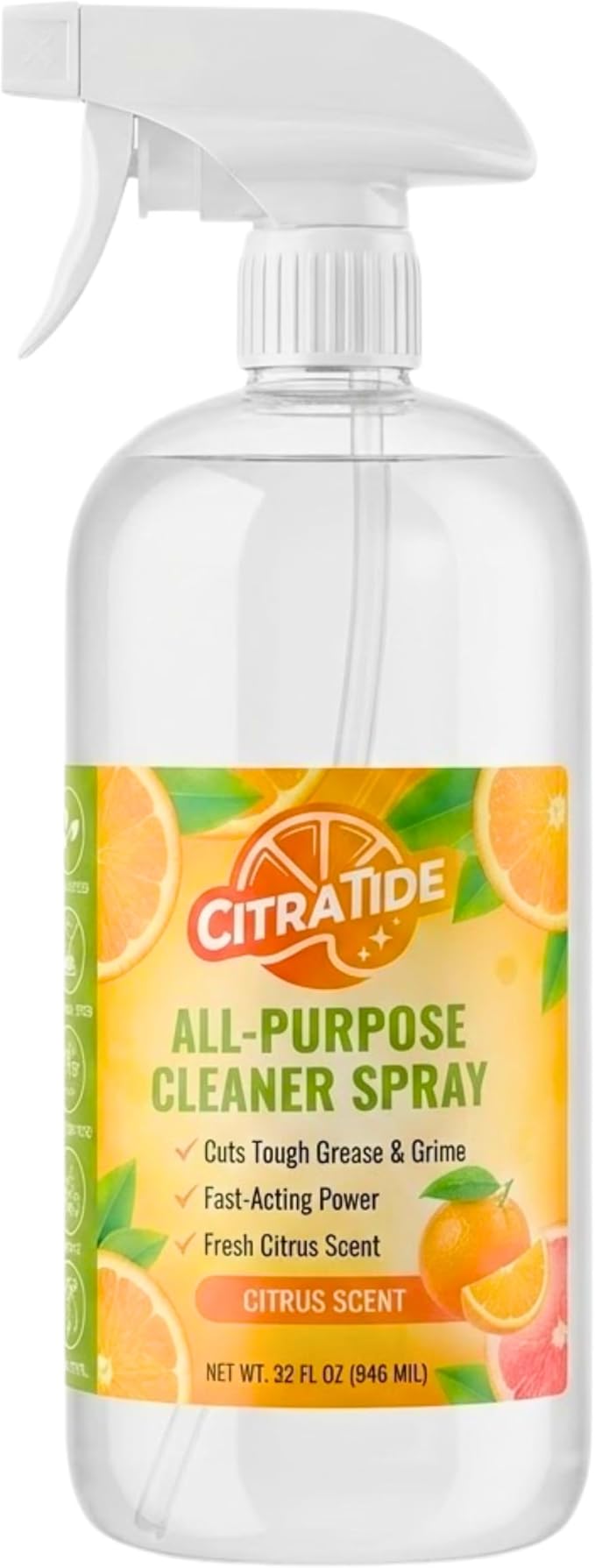 All-Purpose Cleaner Spray – Plant-Based Citrus Formula – Cleans Kitchens, Bathrooms & Hard Surfaces – CITRATIDE – USA Made, Non-Toxic (32 fl oz)