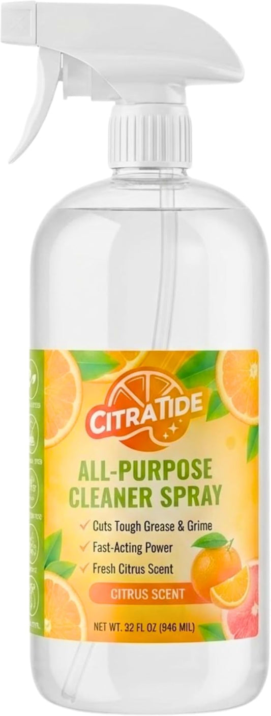 All-Purpose Cleaner Spray – Plant-Based Citrus Formula – Cleans Kitchens, Bathrooms & Hard Surfaces – CITRATIDE – USA Made, Non-Toxic (32 fl oz)