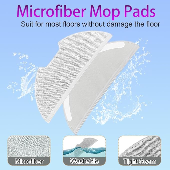 6 Pc Replacement Mop Pads Compatible with Eureka E20 Plus/E10s Vacuum Cleaner, Washable and Reusable Microfiber Mop Pads