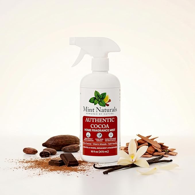 Natural Cocoa Room Spray & Odor Eliminator – Authentic Chocolate Fragrance Mist That Helps Refresh Indoor Air, 16 oz – Made in USA by Mint Naturals