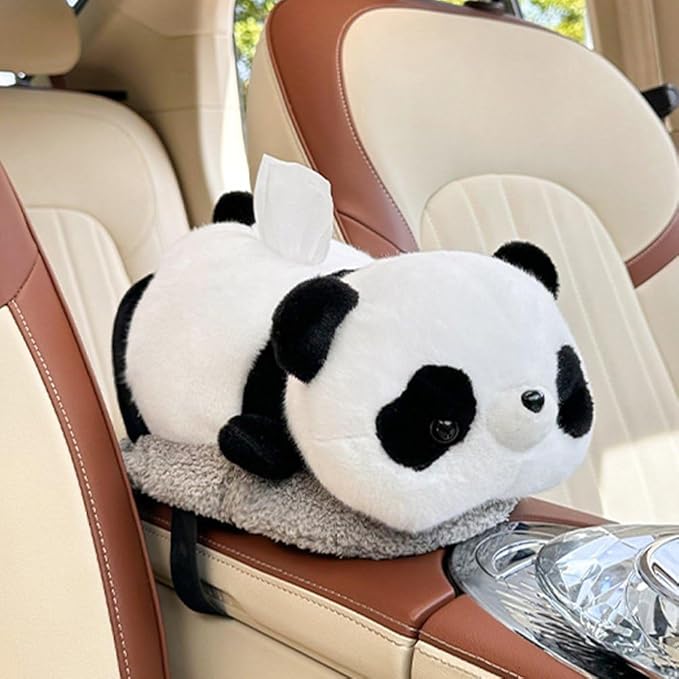 Cartoon Tissue Box Cover Plush Tissue Box Holder Decorative Napkin Dispenser with Bamboo Charcoal Air Purifying Bag for Car Home