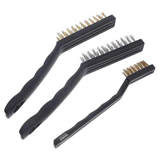 Luxshiny 7'' 9'' Brass Stainless Steel Brush Kit Wire Brush Set for Cleaning Detailing Automotive Kitchen Bath Groove Crevice