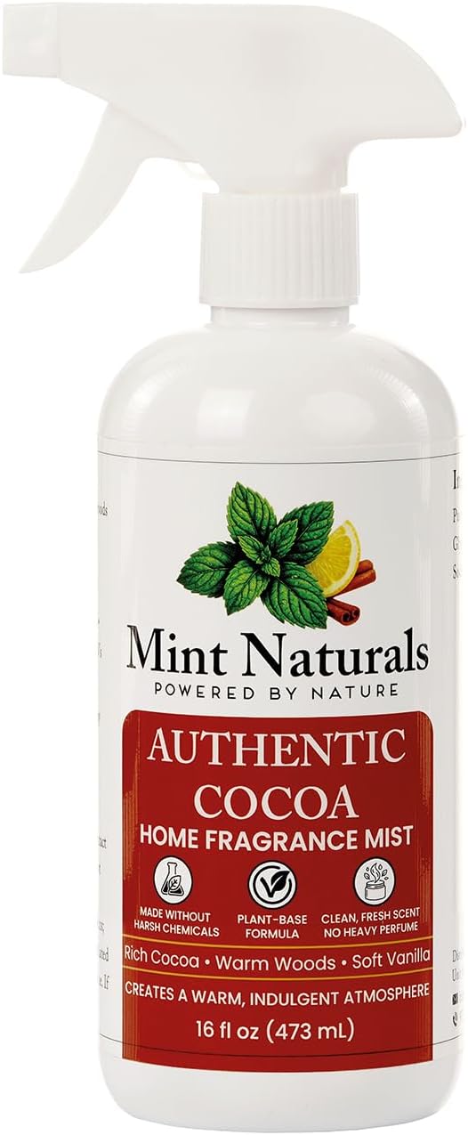 Natural Cocoa Room Spray & Odor Eliminator ??Authentic Chocolate Fragrance Mist That Helps Refresh Indoor Air, 16 oz ??Made in USA by Mint Naturals