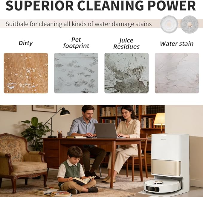 8 Pack Mop Pads for Dreame L40 Ultra/X40 Ultra/X50 Ultra/L50 Ultra/L10S Ultra/ L10s Pro Ultra Heat/L10S Ultra Gen2/L40S Ultra/X30 Ultra/L10 Ultra Robot Vacuum, Spin Cleaning Pads Replacement Parts