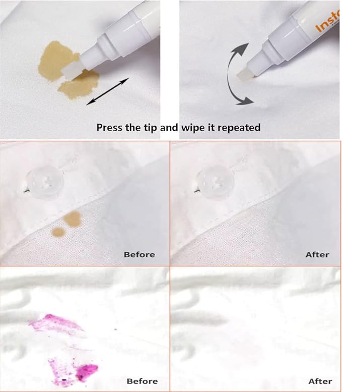 Starsouce Stain Remover Pen Clothes Fabric Instant Spot Removing Pen Pocket Size Bleach Free for Juice, Coffee, Tea, Lipstick Stain, 3 Pack