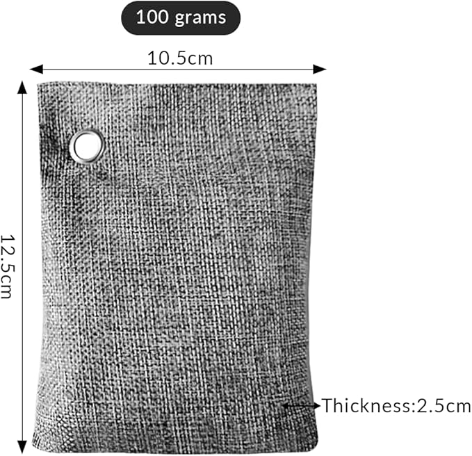 2 Bags Natural Air Purifying Bag | Bamboo Charcoal Odor Absorber for Home & Car | Closet Odor Eliminator, Small Room Deodorizer & Car Air Freshener | Charcoal Bags (100g gray3, Unscented)