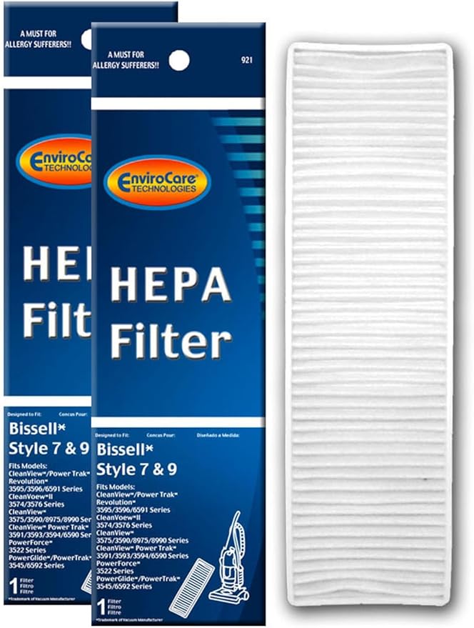 EnviroCare Replacement Post Motor HEPA Vacuum Filter Designed to Fit Bissell Style 7/9/16 2 Filters