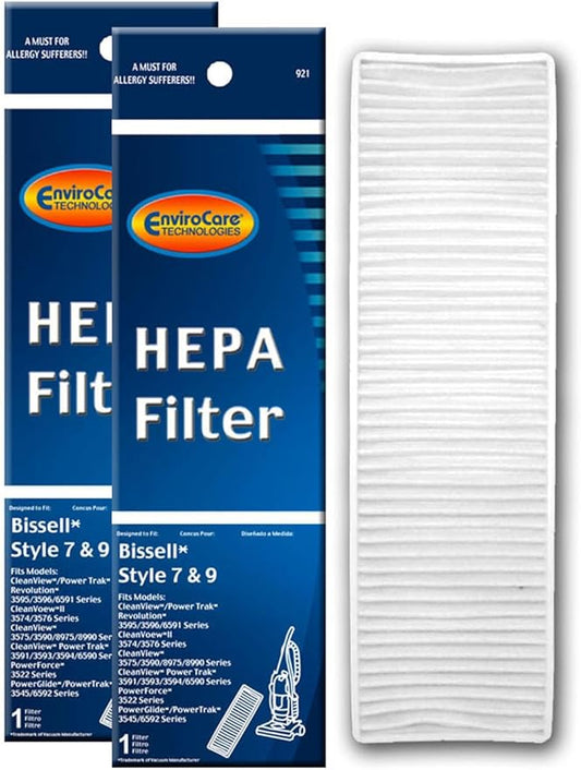 EnviroCare Replacement Post Motor HEPA Vacuum Filter Designed to Fit Bissell Style 7/9/16 2 Filters