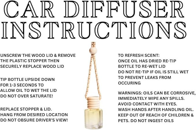 Amber & Vanilla Hanging Car Air Freshener – Long Lasting Essential Oil Diffuser for Car, Closet, Bathroom – 2-Pack Natural Scent Deodorizer