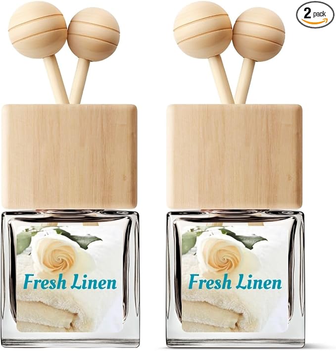 Car Air Freshener | Fresh Linen Scent Car Fresheners for Women & Men | Long Lasting Fragrance Car Clean Cotton Scents | Air Diffuser with Car Vent Clip (2 Pack)