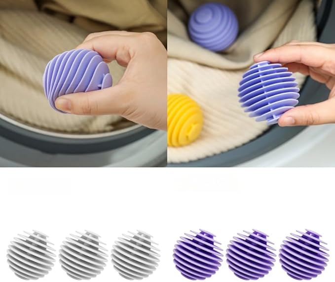 6pcs Laundry Ball, Silicone Wash Ball for Washing Machine, Lint Remover Dryer Balls, Soft Pet Fur Catcher Balls for Laundry, Reusable Home Gadgets(White/Purple)