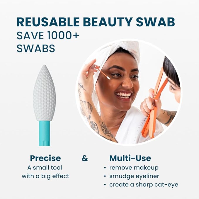 LastSwab® Reusable Cotton Swabs for Gentle & Eco-Friendly Beauty Routines - The Sustainable Alternative to Single-Use Q Tips - Zero Waste & Easy to Clean - Comes with a Convenient Travel Case Holder