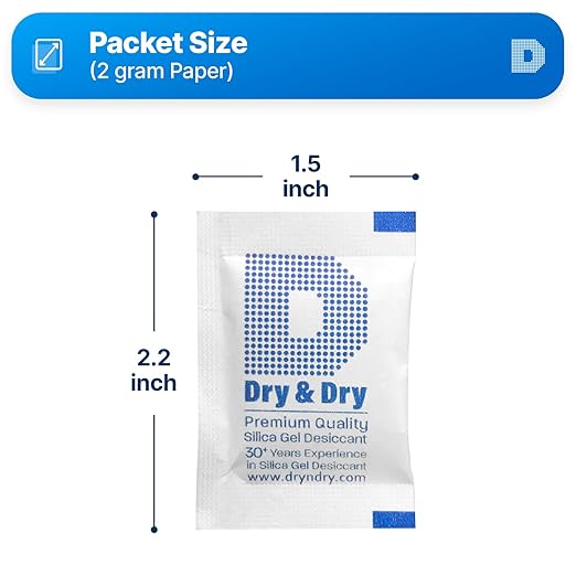 Dry & Dry 2 Gram [7000 Packets] Silica Gel Packets Desiccants, Silica Packets - Rechargeable Moisture Absorbers for Food Storage, Electronics, 3D Filament & Safes