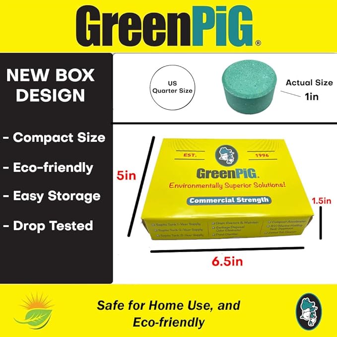 GREEN PIG Garbage Disposal Cleaner and Deodorizer, 59C Eliminates Odors, Breaks Down Odor Causes for Effective Garbage Disposal and Disposal Usage