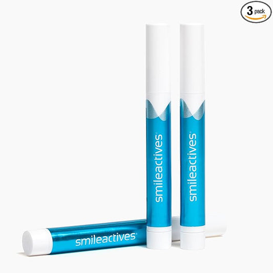 Smileactives Teeth Whitening Pen for White Smile, Fast Tooth Whitener and Stain Remover with Precision Brush Tip, Dental Quality Whitening Gel, Travel Pen, Easy to Use, Vanilla Mint Flavor, 3 Pack