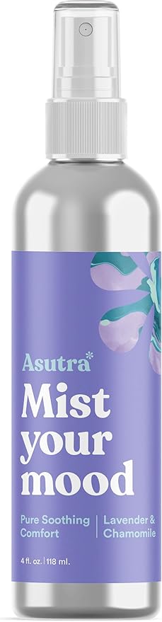 ASUTRA Multi-Use Essential Oil Aromatherapy Pillow Spray (Lavender & Chamomile), 4 fl oz Aluminum Bottle – Mist for Face, Body, Rooms & Linens – Car, Fabric, and Bathroom Freshener