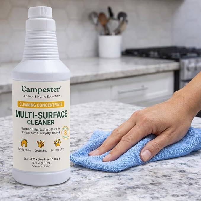 Campester Multi-Surface Cleaning Concentrate (16 oz) – Neutral-pH Degreasing Cleaner for Kitchen, Bath & Home – Low-VOC, Dye-Free, Makes Up to 8 Gallons
